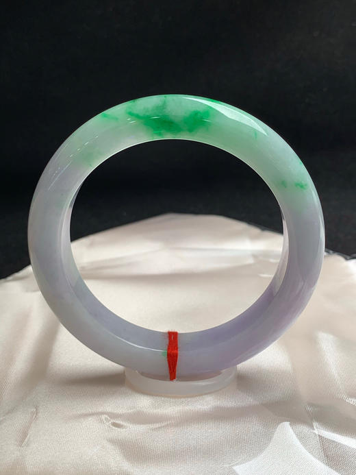 620121，61圈口，细腻春彩正圈平安镯，紫底飘辣绿 商品图0