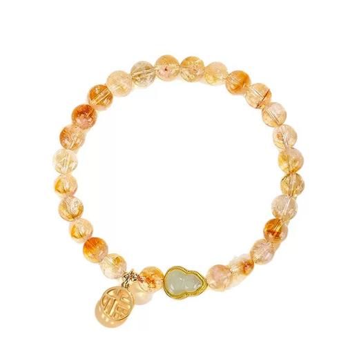 【金瑞·黄水晶葫芦手串】新中式黄水晶和田玉串珠手链 招财转运葫芦 小众叠戴国风手串 商品图5