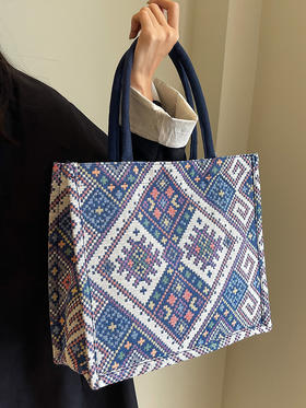 【大容量单肩托特包包女】新款时尚通勤帆布包 编织方包时尚手提妈咪包