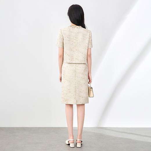 「高货wl」全新升级【铂金会员367/天猫499/差价132】(99901)洛诗琳气质小香风减龄通勤流苏领外套直筒半身裙两件套女 商品图1