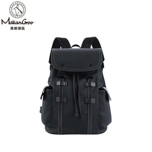 美都袋鼠/MDKANGROO时尚休闲黑色皮质电脑双肩包MDXXB4015-A 商品图4