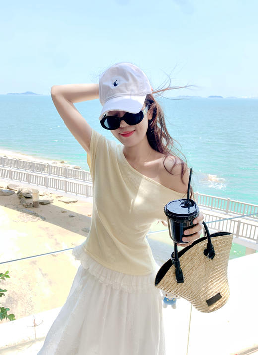 <曾小咸推荐>不规则华夫格斜肩短袖 日常99.99 立减50 秒杀49.99！ 商品图6