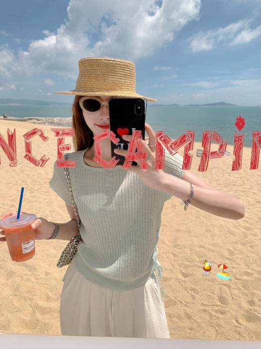 <曾小咸推荐>简约宽松抽绳设计针织短袖 日常89.99 立减40 秒杀49.99！花色半裙秒杀79.99！！垂感阔腿休闲裤 秒杀79.99！ 商品图9