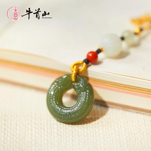 牛首山青玉双龙和田玉手机链挂件男女款手机挂绳钥匙扣挂件 商品图1