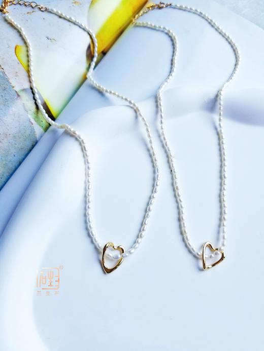 天然米珍珠爱心项链 商品图1