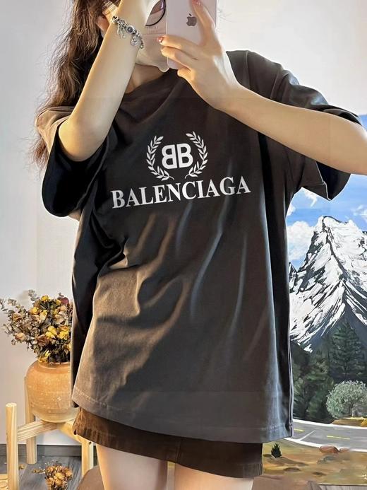 高品质 Balenciaga巴黎世家联名款麦穗字母大logo男女同款情侣三色短袖 商品图0
