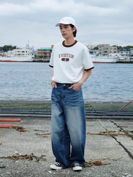 Evistub/E-5XDX624/海岛棉美式复古印花T恤男 商品图0