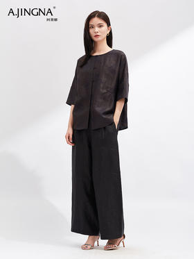 【立体印花】阿菁娜非遗真丝香云纱设计感宽松上衣F30X202023