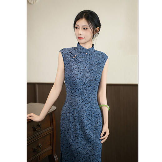 中式半开襟双层长款旗袍2025夏款年轻女士气质高端老上海复古旗袍SYK262700 商品图2