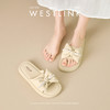 西遇法式小凉拖鞋女夏外穿新款配裙蝴蝶结凉鞋软底平底一字拖D0956709 商品缩略图1