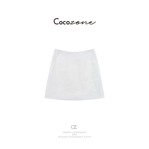 COCO ZONE 刘一一 【100亚麻】简约直筒显瘦牛仔短裙CD2A0735 商品图0