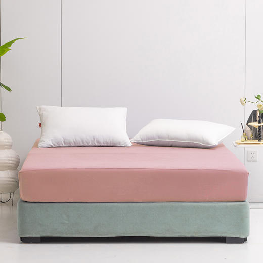 多喜爱 元气colour舒适床笠 妍紫/松石绿/樱花粉/浅绿/海洋蓝/豆沙粉/喵芙 A类标准 28cm高围布 床笠单件床罩全包席梦思床垫套保护罩 商品图4