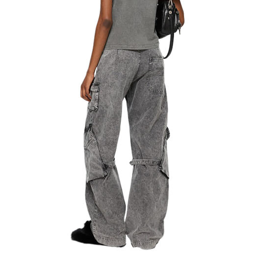 Acne Studios 2025春夏新品 女士复古做旧直筒工装牛仔裤 烟灰色 AK0866 商品图2