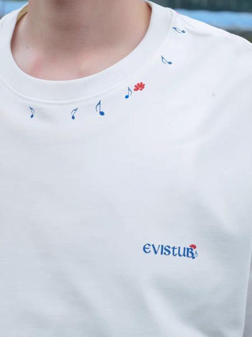 Evistub/E-5XDX635/全棉复古水浆字母印花T恤 商品图1