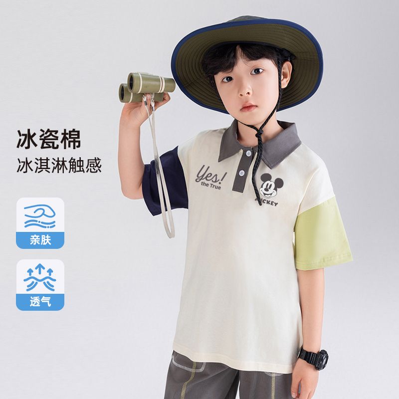 贝田儿童短袖t恤夏季男童Polo衫夏装学院帅气2025新款男孩夏天潮T