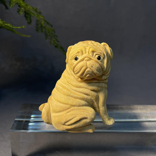 沙皮毛毛狗°黄杨木小摆件 商品图0