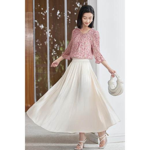 米思阳2026春季新品粉色印花衬衫甜美减龄轻薄气质时尚上衣1506 商品图2