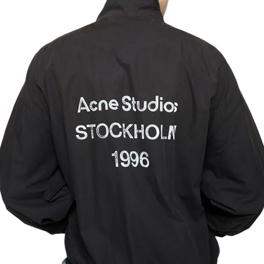 Acne Studios 2025春夏新品 男女同款1996系列徽标印花拉链做旧夹克外套 黑色 B90791 商品图4