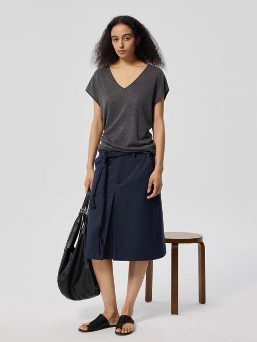 Simple Project/M25112/透感亚麻V领坎肩T恤 商品图1