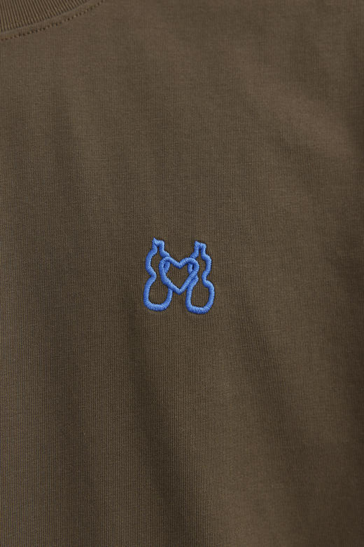 吃茶去chichaqu2025新款全棉圆领短袖T恤复古宽松刺绣葫芦有爱 商品图1