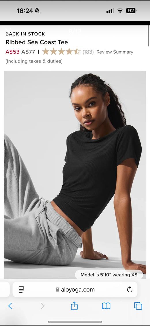 代工厂出！面料敲级舒服的alo螺纹修身短袖T恤！ 商品图2