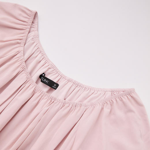 桃花拂面温柔气质泡泡袖连衣裙女春夏彩色串珠收腰长裙V0850570 商品图5