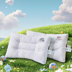 【线下同款】适合6岁以下娃娃  多喜爱 舒睡宝抗菌儿童枕芯（蓝鹅/粉鹿）【全棉抗菌】【A类标准】【抗菌呵护】【立高工艺】【萌趣刺绣】三维螺旋纤维蓬松性更好/FX