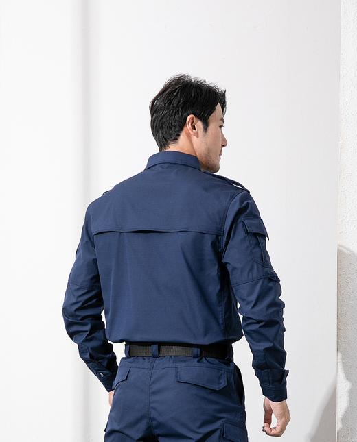 春秋款作训服上衣-弹力格子布-宝蓝 商品图1