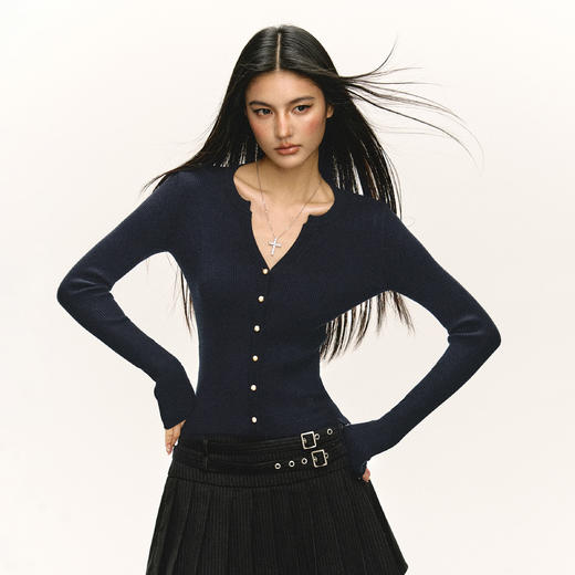 Ariseism 美式复古针织衫女2025春季新款内搭打底修身上衣 商品图2