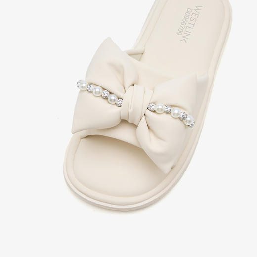 西遇法式小凉拖鞋女夏外穿新款配裙蝴蝶结凉鞋软底平底一字拖D0956709 商品图5