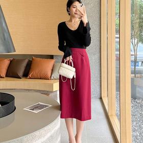 「K」洛诗琳42421气质OL通勤西装半身裙2025新款高腰直筒半裙1162