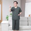 【夏季老年人棉绸睡衣】男士套装开衫薄款 中老年短袖爷爷家居服可外穿  商品缩略图5
