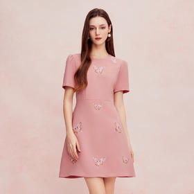 QF8A1斯尔丽25新款精致刺绣收腰减龄显瘦宴会连衣裙