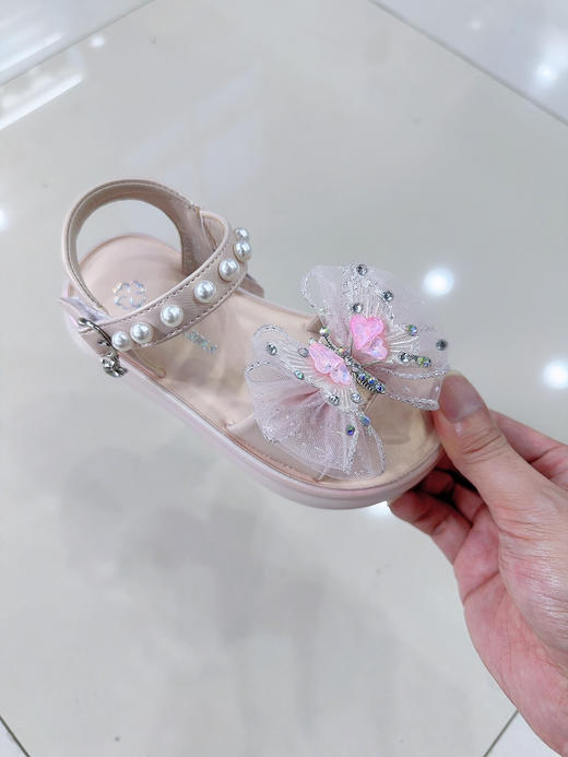 福得隆 7166 女童凉鞋 粉色 26-30  蝴蝶 商品图0