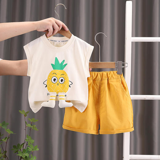 【萌趣卡通背心，清凉无袖！】男童夏装套装新款 儿童夏季薄款卡通背心 一岁宝宝夏天无袖衣服-QQ 商品图0