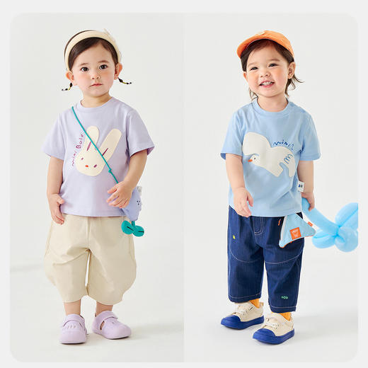 迷你巴拉男女童亲肤轻薄短袖T恤夏季新款不闷汗 商品图2
