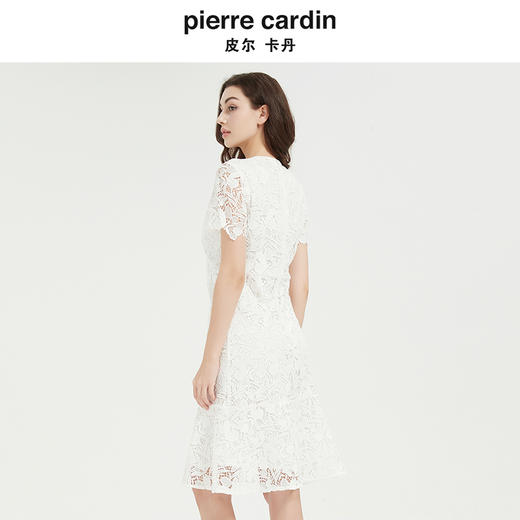 皮尔卡丹女装高级感圆领修身短袖连衣裙 商品图2