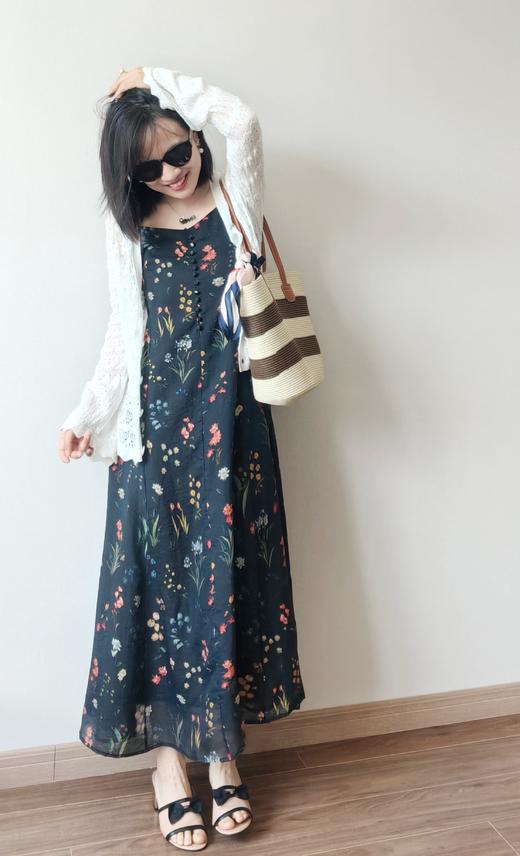 品牌花色花园天丝吊带裙显瘦小A字连衣裙 商品图9