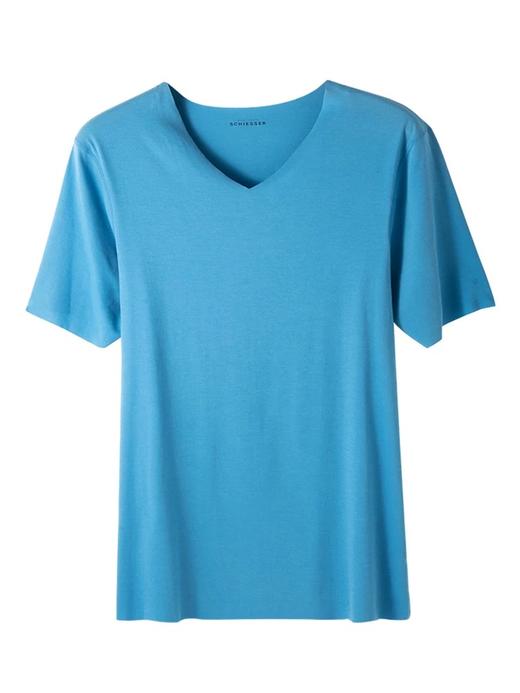 SCHIESSER/舒雅铂雅男士高端海岛棉V领短袖上衣(随型裁)95/0354M 商品图9