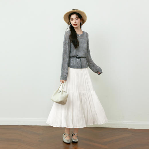 【商场同款】诗凡黎镂空套头毛衣2025夏新款圆领上衣女3G4230581 商品图1