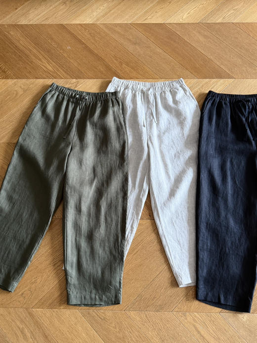 夏nest--日系凉风100%亚麻-小直筒微锥裤【包邮+三天无理由退huan】 商品图11