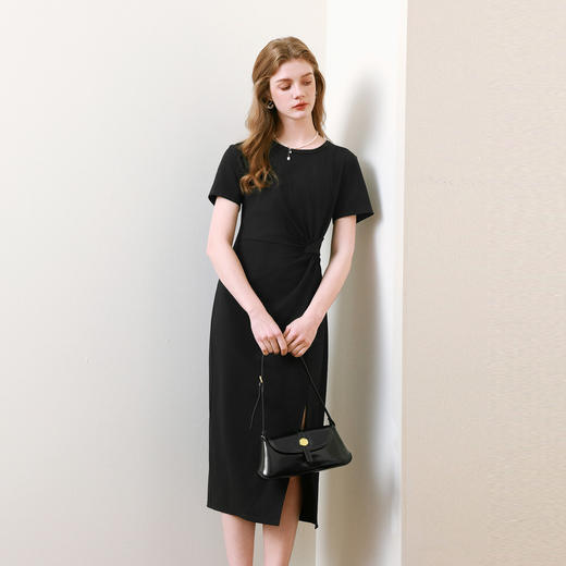 【商场同款】诗凡黎显瘦气质T恤裙2025夏新款黑色连衣裙3G5290211 商品图2