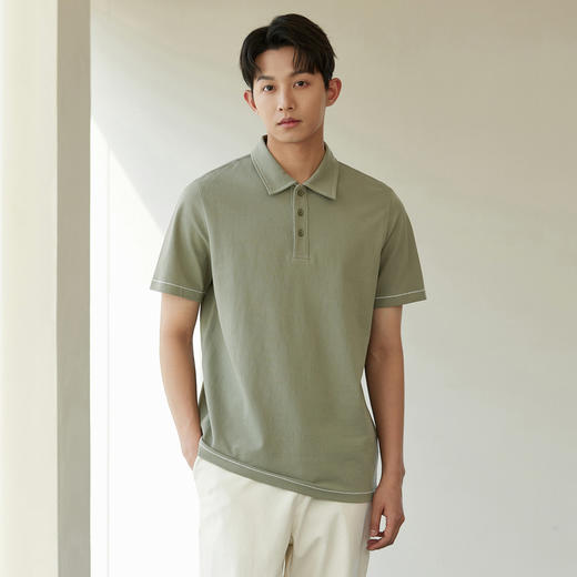GXG男装夏季时尚简约男士纽扣款翻领短袖Polo衫K&C 商品图3