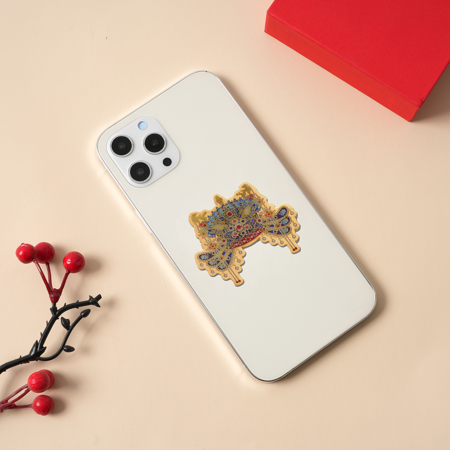 故宫凤冠加冕·三龙两凤·金箔手机贴