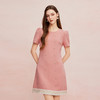 QF8A4斯尔丽2025夏季新款镶钻撞色压褶边显瘦连衣裙 商品缩略图0