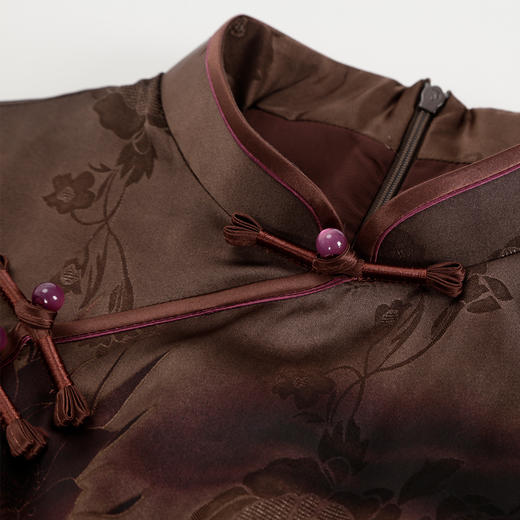 QF8A8斯尔丽25新款奥黛版型收腰波浪摆显瘦渐变印花连衣裙 商品图5