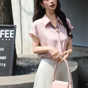 全新升级【铂金会员146/天猫199/差价53】(41137)洛诗琳法式气质衬衫2025夏季新款珍珠配饰百搭通勤雪纺上衣