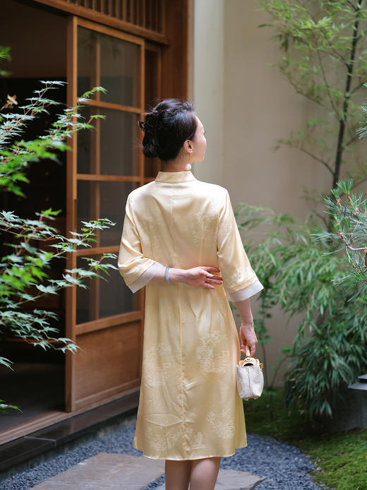 STJINGx凯喜雅| 千里江山穗禾旗袍连衣裙-鹅黄 商品图6