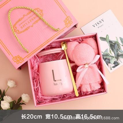 陶瓷马克杯礼盒装北欧风小熊毛巾杯陶瓷杯婚礼伴手礼套装活动礼品 商品图2