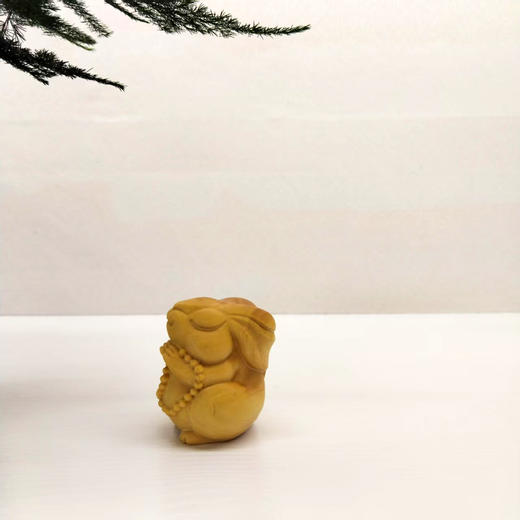 佛珠小兔°黄杨木摆件 商品图0